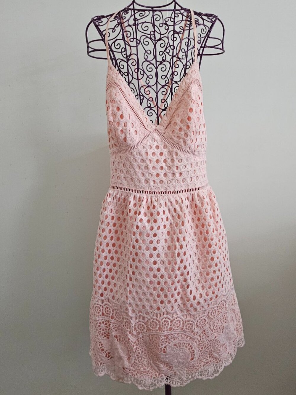 Abercrombie & Fitch pink crochet eyelet lace mini dress.